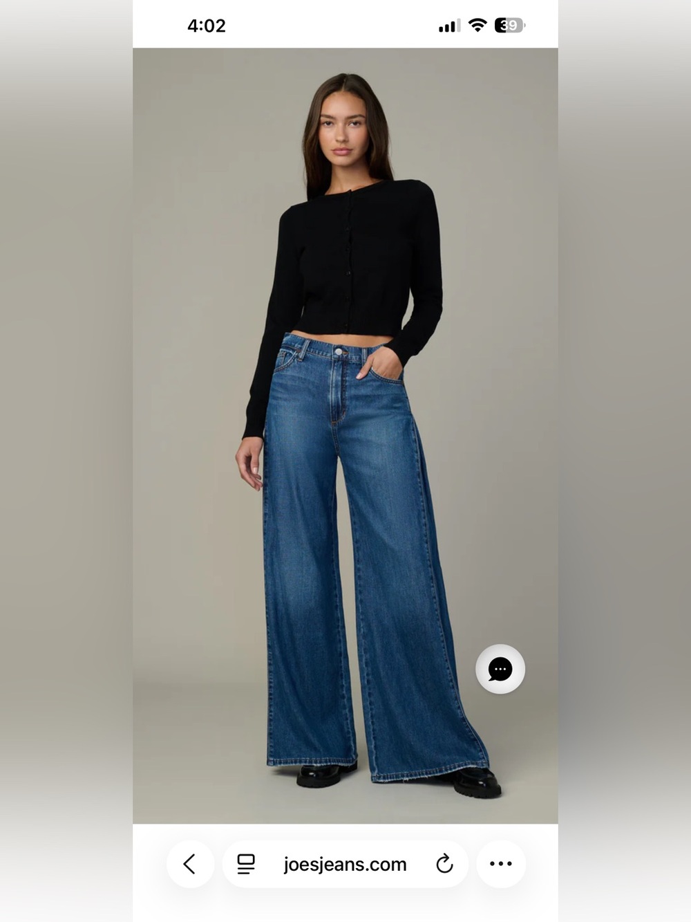 Joe's Jeans Wide Leg High-Rise pleated. Chelsea. Denim size 34 NWT